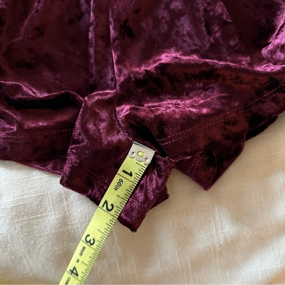 UO Maroon Velvet Romper- Kimchi Blue Vanessa Crushed Velvet Fit + Flare Romper - Picture 13 of 13